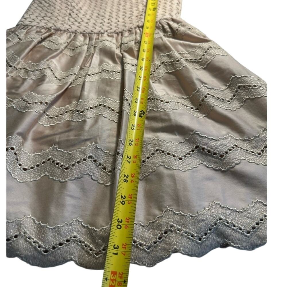 NWT Atelier 17.56 Cassandra Smocked Eyelet Mini Dress Sand Size Small Coquet - Picture 9 of 10